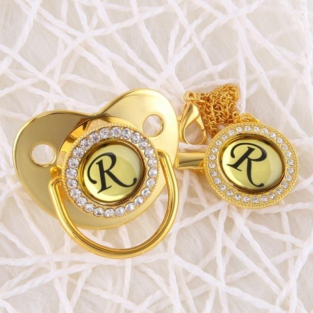 

All Handmade Bling Baby Pacifier and Clip Set Alphabet Shimmer Crystal Newborn Pacifier Силіконова пустушка Ортодонтична пустушка