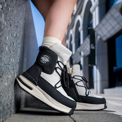 Zimowe, ciepłe, platformowe, śniegowe buty damskie, wodoodporne, podszyte sztucznym futerkiem, sięgające do połowy łydki, damskie, antypoślizgowe, trekkingowe buty do chodzenia z bocznym zamkiem błyskawicznym