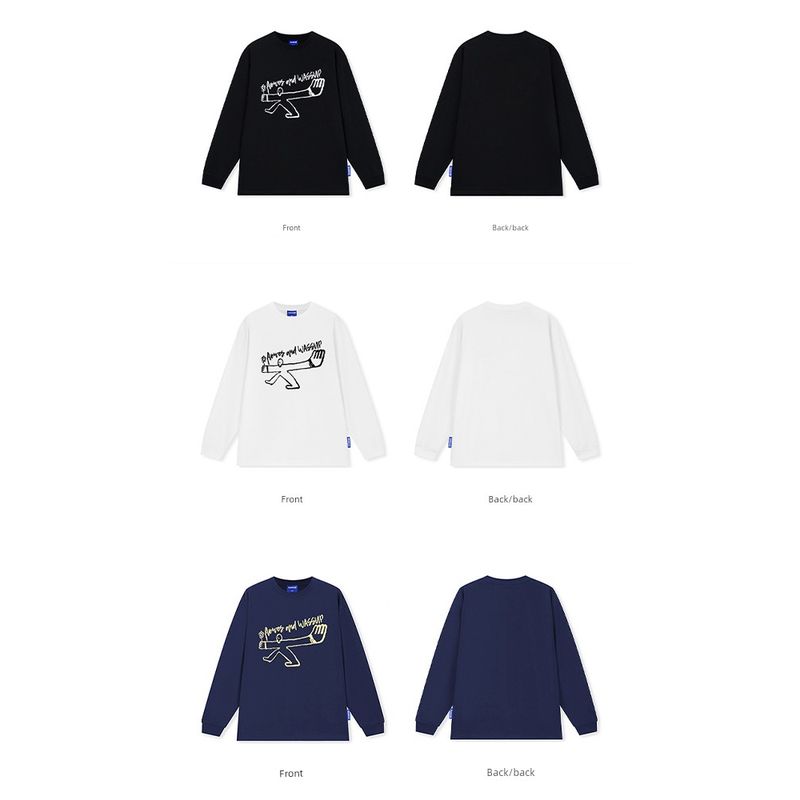 Wassup American-Style Heavyweight Long-Sleeve T-Shirt, Unisex, New Spring and Autumn Trendy Brand Pure Cotton Crew Neck Top