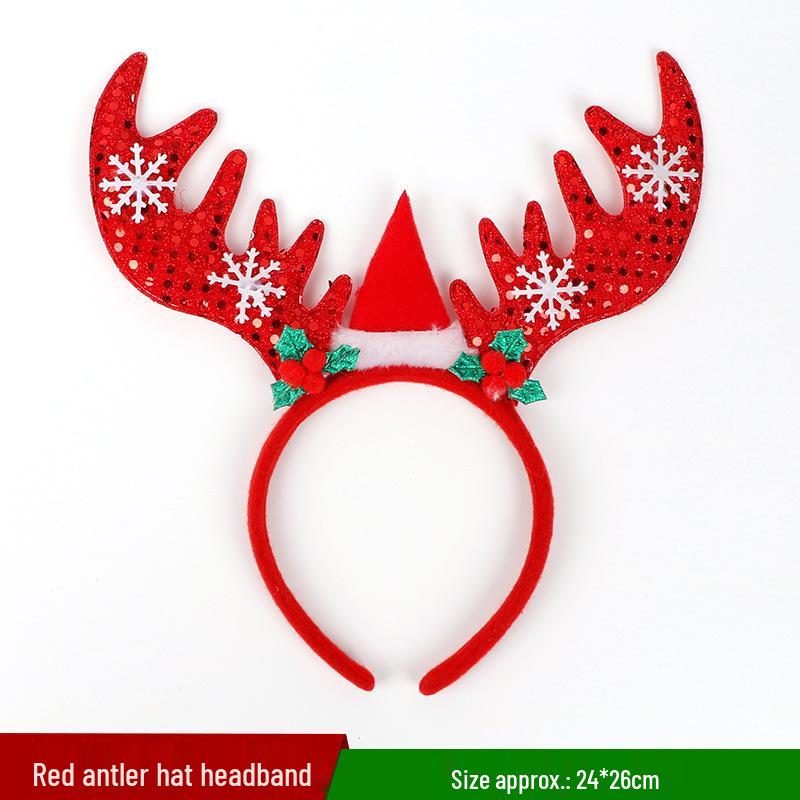 Christmas Deer Antler & Snowman Headband - Festive Party Headdress Gift