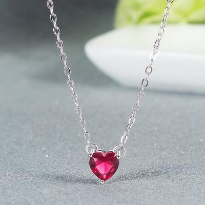 Luxury Red Big Heart CZ Women Pendant Necklaces Lover Female Party Gift Daily Wear Statement Clavicle Chain Chocker