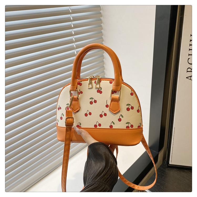Cute Commuting Simple Women's Bag Trendy Western Print Cherry Large Capacity Shoulder Handbag