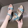 Platform Open Toe Ladies Shoes Wedges Heel Print Women's Sandals Chic and Elegant Luxury 2025 Original Anti Slip Hot Asian Size