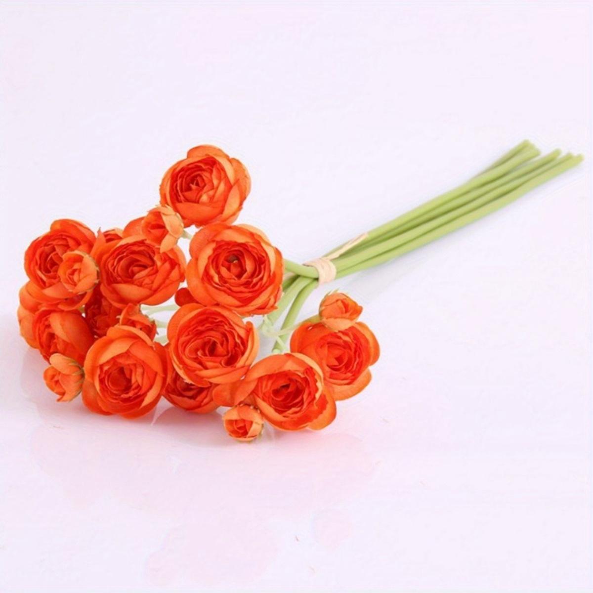 

3 пучка длинных стеблей ранункулюсов, искусственных цветов камелии для свадеб, вечеринок и домашнего декора, идеально подходят для цветочных композиций и центральных композиций 3 Bunches оранжевый