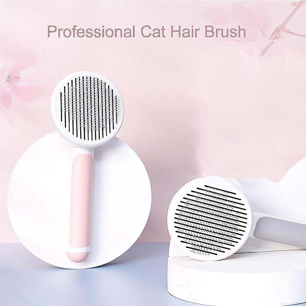 

ABS Cat Combing Brush One Click Cleaning Button Slicker Brush Cat Grooming Brush Pet Accessories