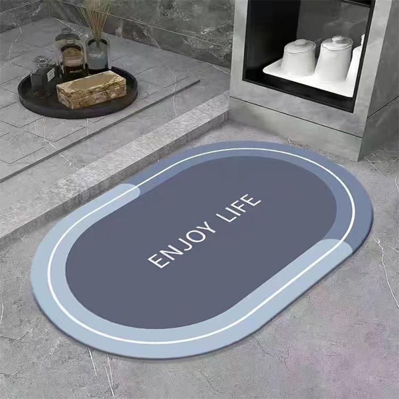 Bath Absorbent Floor Mat Diatom Mud Oval Square Soft Mat Toilet Foot Mat Non-slip Household Quick-drying Bath Mat