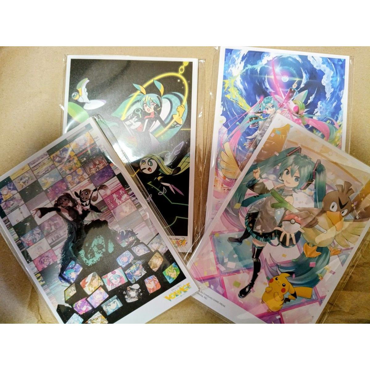 Used Poke Miku Postcard Set A.B.C.D. 1 each, 4 total, new, unopened, Hatsune Miku Pokemon