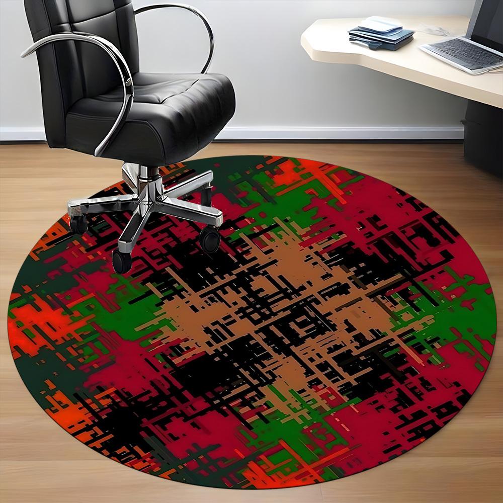 1pc Abstract Pattern Chair Carpet for Office Non Slip, Machine Washable Rug for Office, Room Holiday Decor for Christmas, Birthday Polyester