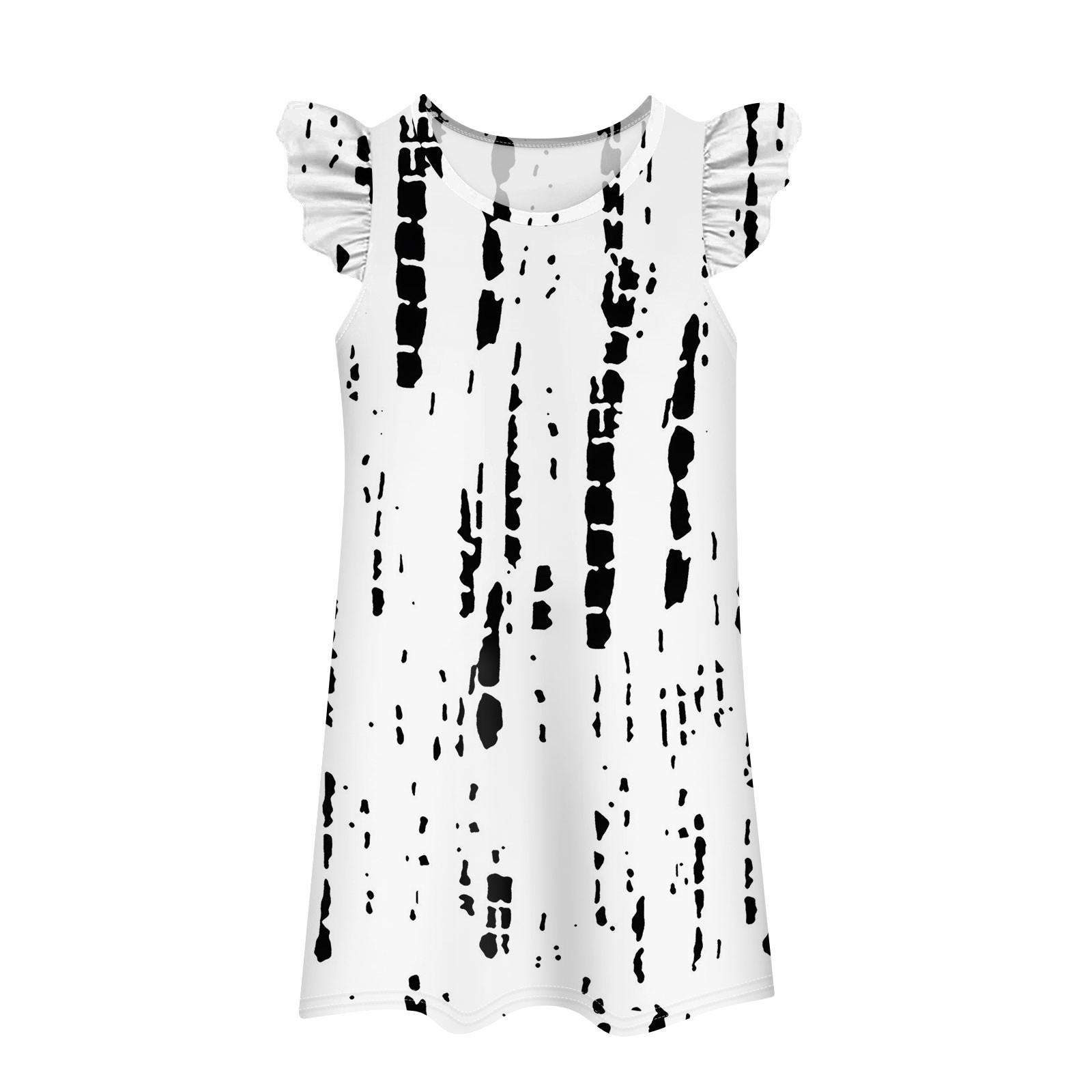 

Детское платье с рукавами-крылышками, юбка с принтом, повседневное платье 160 белый