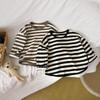 2026 Summer Long Sleeve T-Shirts for Boys and Girls Baby Spring O-Neck Base Layer CLothes Cotton Stripe Top for Children
