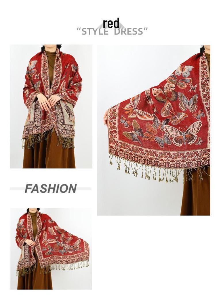 2024 Retro Ethnic Tassel Long Shawl Scarf for Women - Autumn/Winter Fashion Neck Warmer
