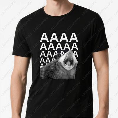Screaming Possum Aaaa Cute Funny Opossum Dank Meme Vintage Modal TShirt Unique Letters Printed Tops Men Women Casual Cool Tees