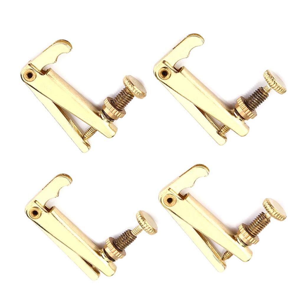 4Pcs Durable Alloy Fine Tuners String Adjusters Replacement Parts for 34 44 Violin(Gold)