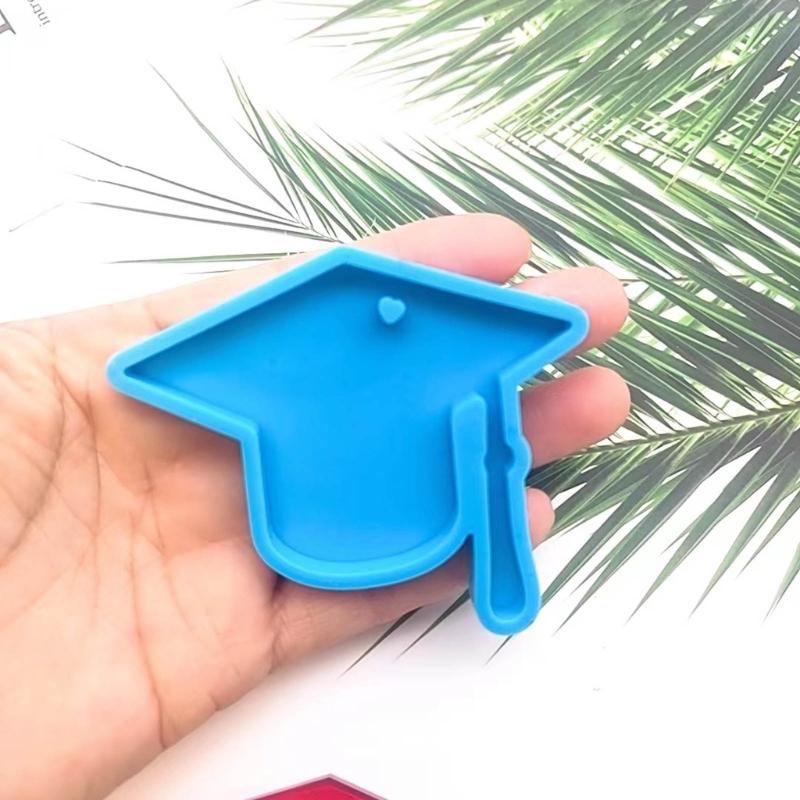 Glossy Silicone Mold Graduation Season Doctor Hat Keychain Mold  Pendant Ornaments Jewelry Epoxy Resin Crafting Molds