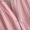ZANZEA Women Commute Casual V-Neck Stripe Print Loose 3/4 Sleeve Blouse