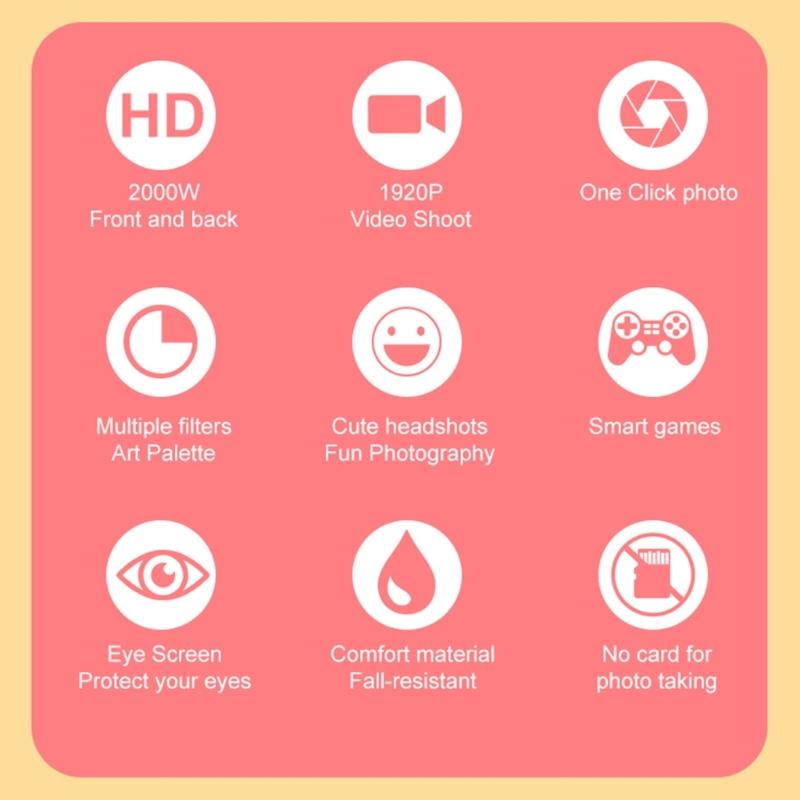 X9 Kid Digital Camera 2000W Pixels 1920x1080P Photos Video Recorder for 3-12 Years Old Girl Boy Built-in 400mA Battery