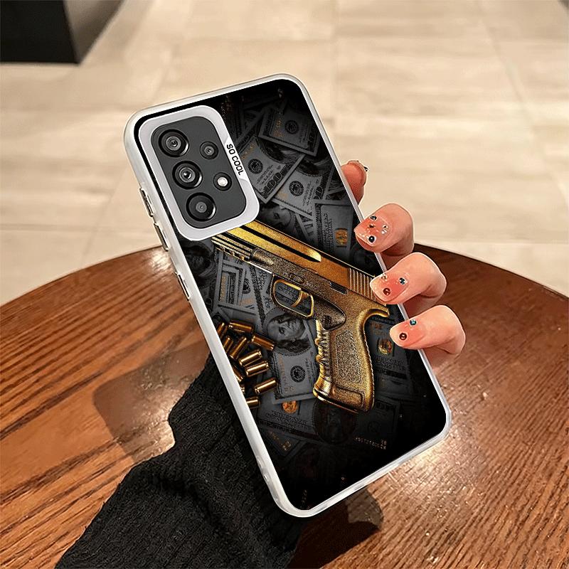 Goldene Waffenkugeln AK47 Pistole Weiche Handyhülle für Samsung A17 A16 A15 A14 A13 A57 A56 A55 A54 A53 A37 A36 A35 A34 A33 A26 A25 A2