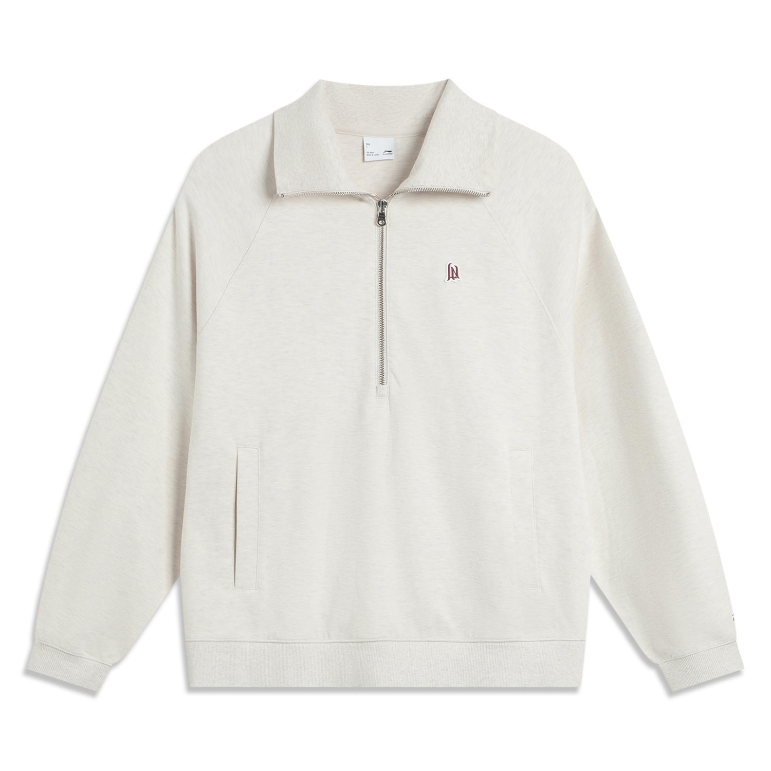 

Li Ning Серия спортивного образа жизни Простой удобный пуловер с воротником поло Универсальный пуловер Свободная повседневная толстовка Женская толстовка AWDVC18-3 S