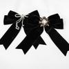 Velvet Memorial Black Ribbon Bowknot Brooch Black Collar Pretied Necktie Clip  Women
