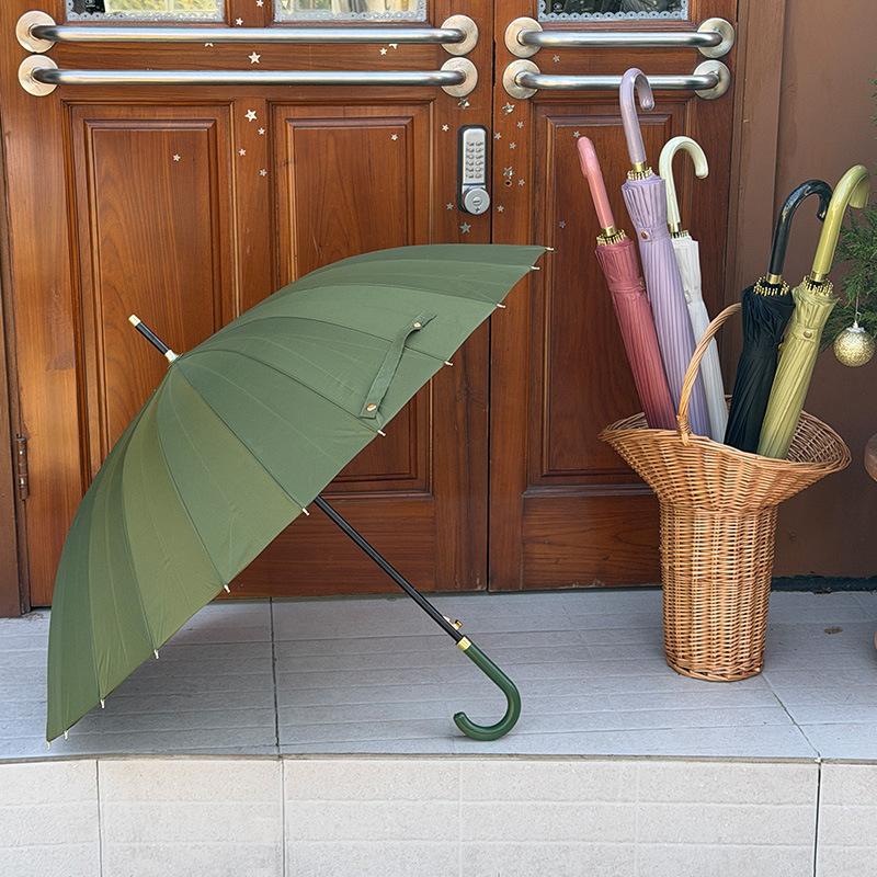 11 Bone Flowering Umbrella Large Automatic Long Handle Straight Rod Umbrella Double Weather and Rain Business Reinforced Anti-Wind Umbrella