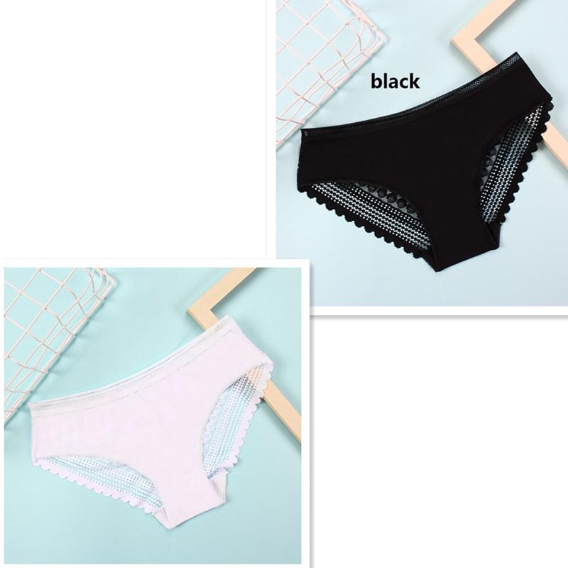 Low Waisted Women's Triangle Panties Ice Silk Stripes Seamless Large Size Sexy Lace Transparent Underwear