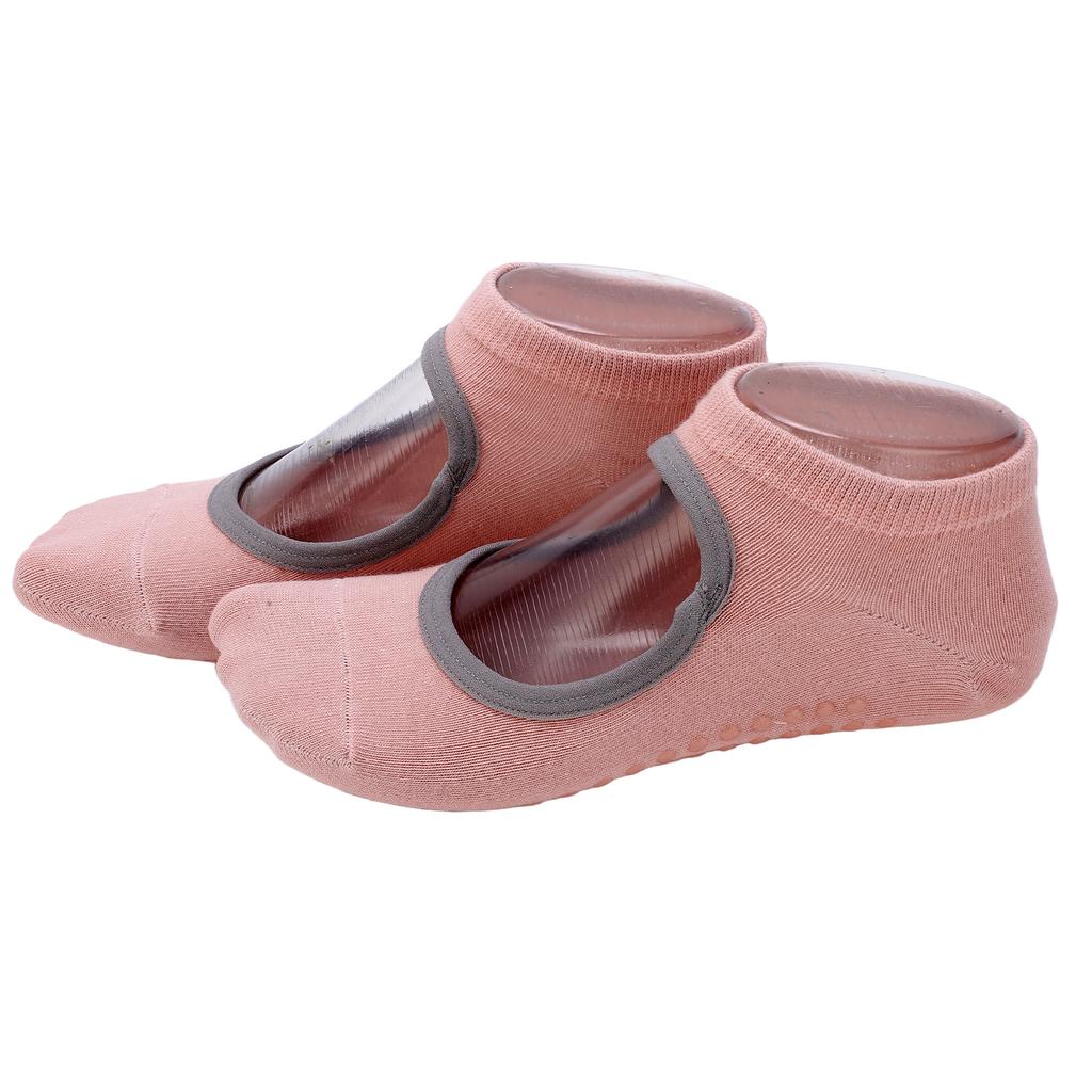 1 Paar Set Atmungsaktive Damen Pilates Socken Anti-Rutsch Rückenfreie Yoga Socken für Fitness Sport Rosa