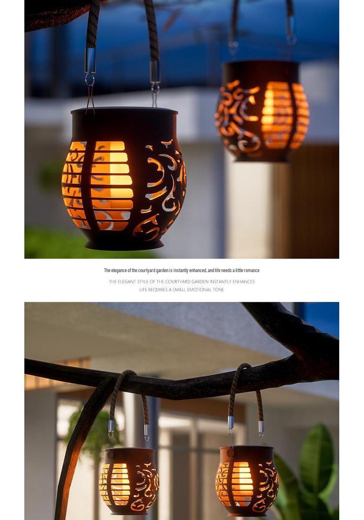 Outdoor Solar Flame Hanging Lamp: Rainproof Balcony, Terrace & Garden Decor