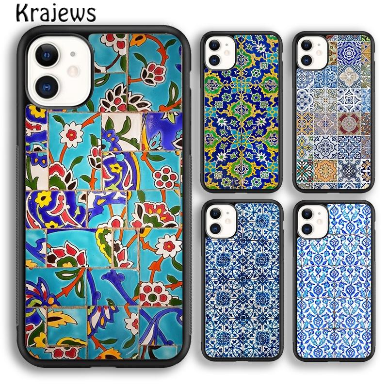 Krajews Ancient Floral Tiles Soft Phone Case Cover For iPhone 17 Air 16 15 14 plus 11 12 13 pro max coque Shell Fundas