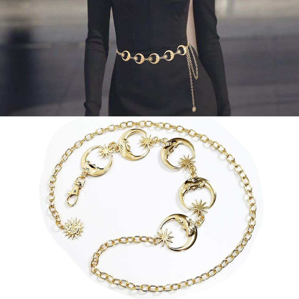Women Fashionable Moon Metal Waist Chain Belt Modern Decorative Robust No Rust Female Waist Chain