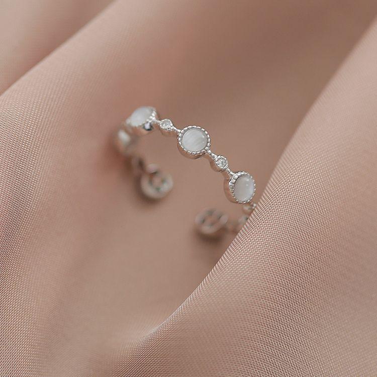 

925 Sterling Silver Round Crystal Adjustable Rings For Women Wedding Engagement Luxury Jewelry Wholesale Accessories Jewellery resizable