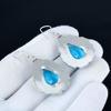 Blue Topaz Gemstone Earrings, 925 Sterling Silver Earrings, Silver Earrings For Gift, Blue Topaz Dangle Drop Earrings For Anniversary Gifts
