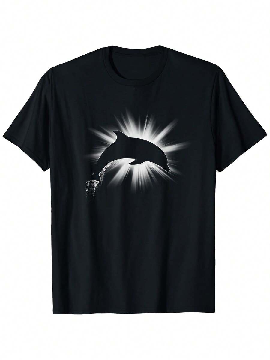 

Unisex s Black Dolphin Art Graphic T-Shirt XXXL