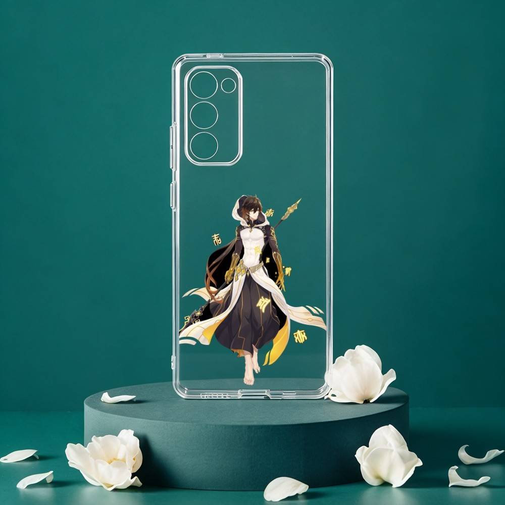 Custodia per Telefono Zhongli Genshin Impact Per Samsung Galaxy S24 S25 S23 S22 S21 Plus S24 S25 Custodia Trasparente