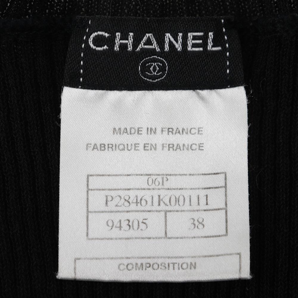 Chanel Short Sleeve Knit P28461K00111 06P COCO Mark Summer Knit Black cotton/Nylon Women Used