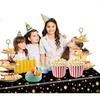PARSUP 1PC Happy New Year Tablecloth - Disposable Black Gold NYE Theme Party Supplies - Rectangular Plastic Table Cover, 108 x 54'