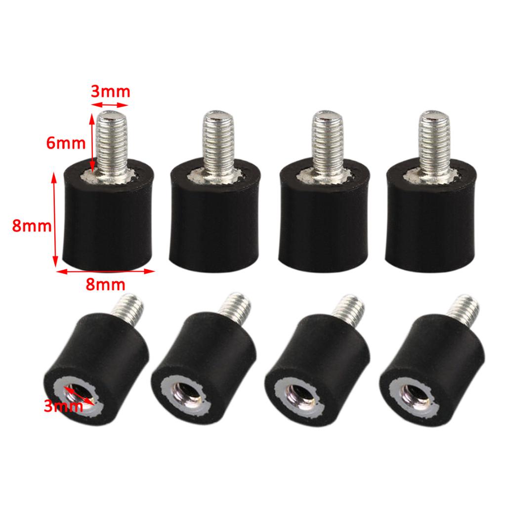 8pcs M3 Male Female Anti Vibration Rubber Isolator Mounts Set 8mm*8mm New