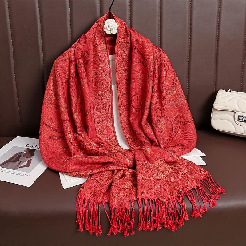 Women Paisley Scarf Cashmere Feeling Pashmina Shawls Tassel Hijab Head Wraps Femme Winter Scarves Foulard Bufanda
