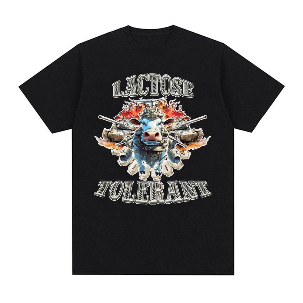 Lactose Intolerant Funny Meme Tee Shirt Men Women's Vintage Casual Short Sleeve T-shirt 100% Cotton Oversized Humor T Shirt Tops