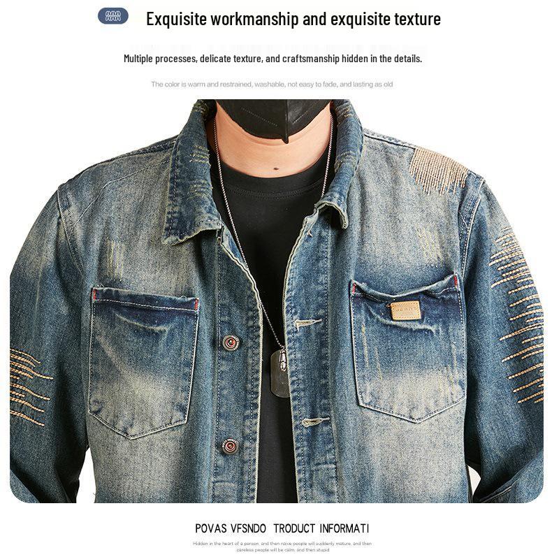 Xintang Retro Embroidered Men's Denim Workwear Jacket for Spring 2025