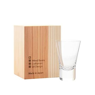 Wired Beans Eternal Shot Glass, Transparent, 90ml, In a Japanese Cedar Box