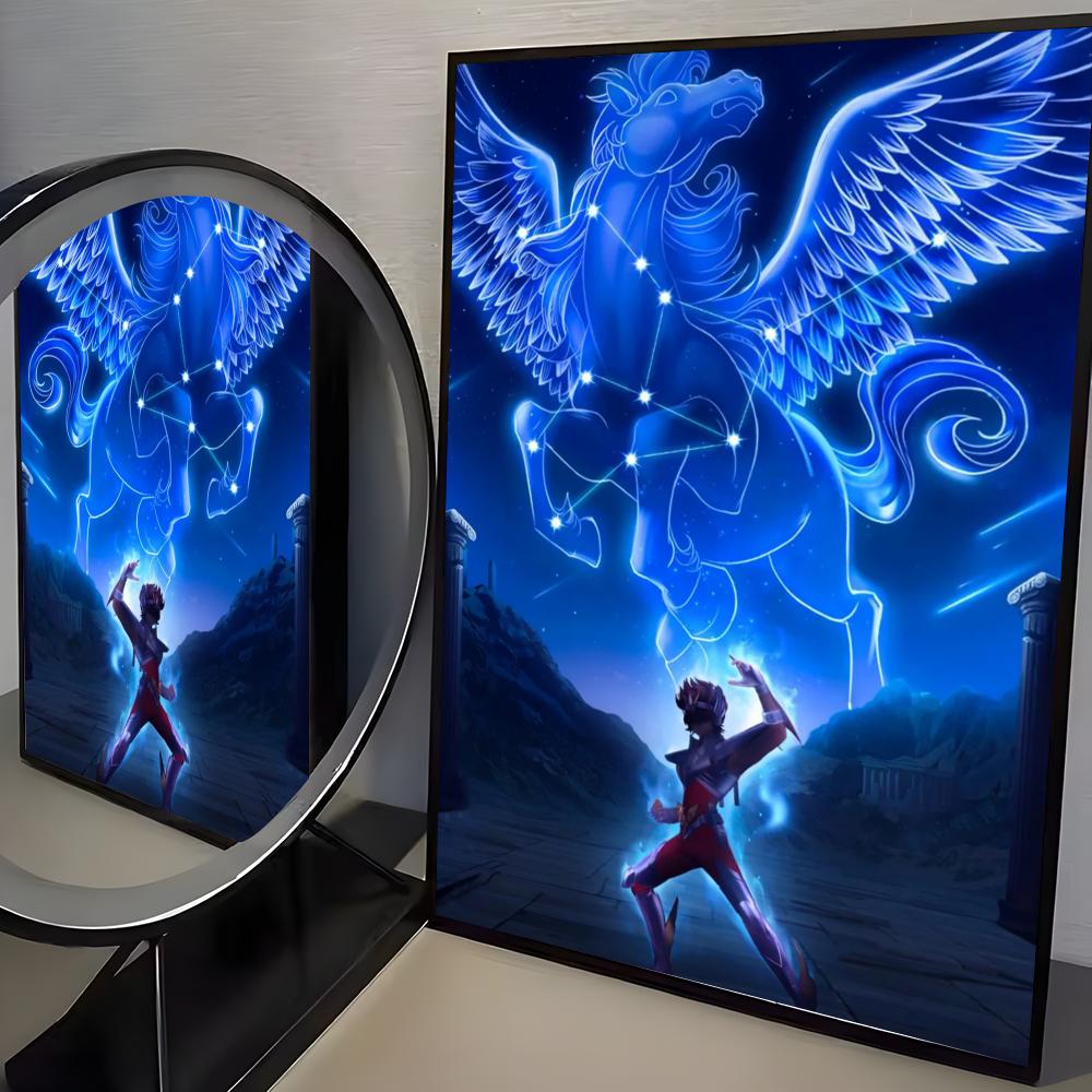 S-Saint Seiya Anime Klasyczny Plakat HD Sztuka Mural Ścienny Plakat Wodoodporny Vintage Nadruk Dekoracja do Wystroju Domu DIY