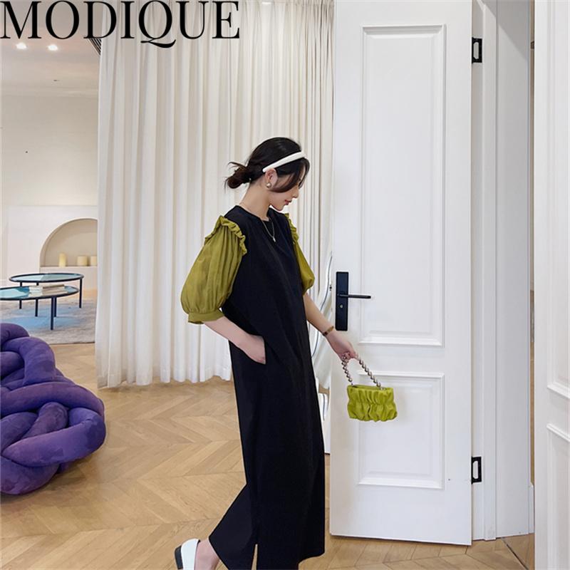 MODIQUE Summer Plus Size New Dress Shirt Women Loose Streetwear Cotton Linen Sweet  Dress - Casual Female Dresses O-Neck Lantern Sleeve