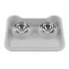 Cat Water Food Bowl 15 Degree Tilt Prevent Spill Stainless Steel Double Pet Bowl Set