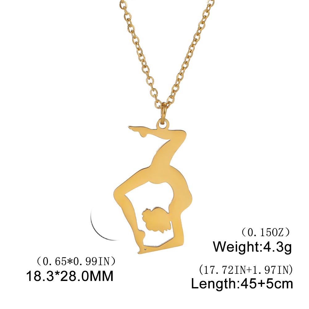 Unift Edelstahl Sport Damen Halskette Läuferin Rhythmische Gymnastik Mädchen Silhouette Anhänger Mode Geburtstag Schmuck Großhandel