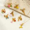 1Piece Creative 304 Stainless Steel Dangle Charm For Keychain Necklace Jewelry Making 18K Gold Plated Enamel Pendants DIY Making