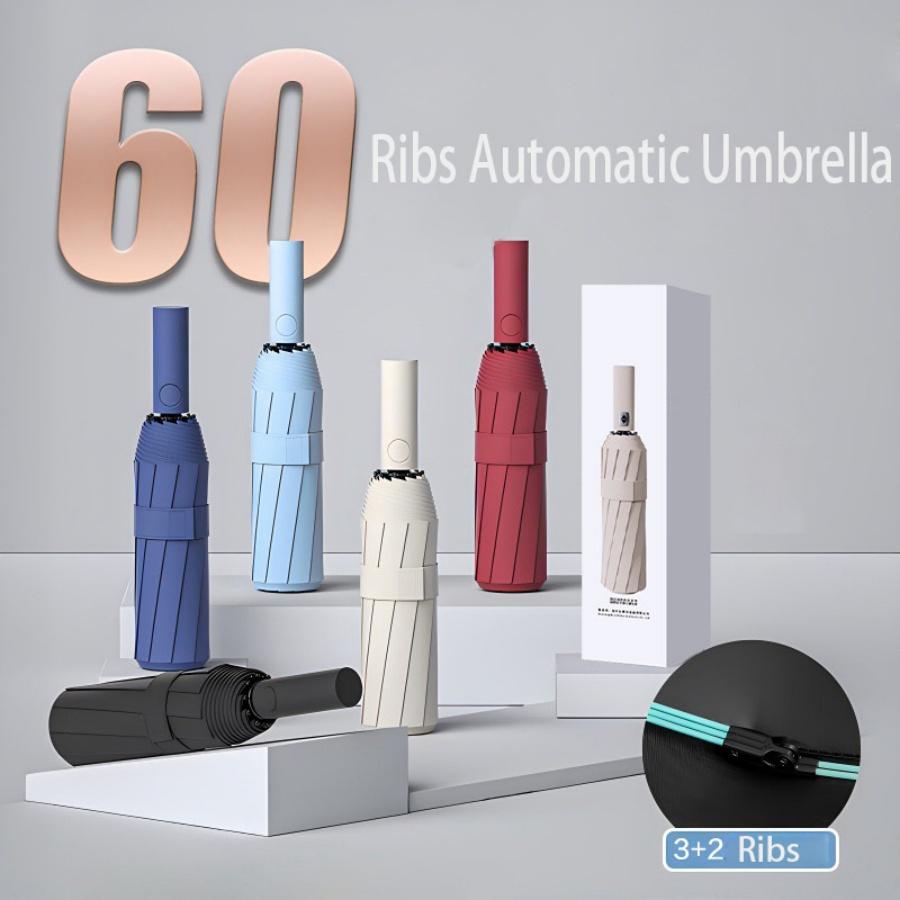 Strong Windproof Automatic Umbrella 60 Bones Sunshade UV Protection Folding Men's Umbrella Rain Large Parasol for Women
