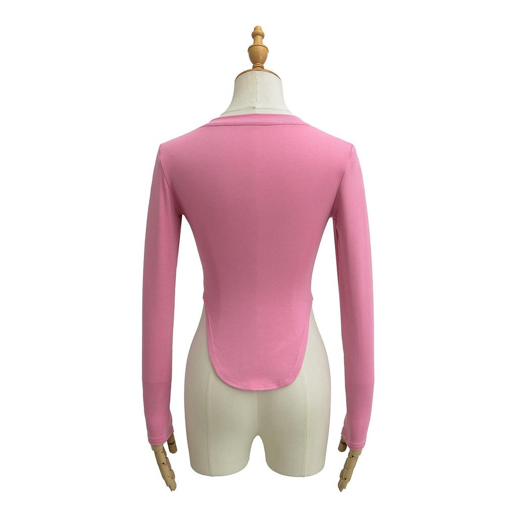 Spicy Girl Sweetheart Neck Slimming Long Sleeve Fitness Top for Women - Spring/Summer Collection
