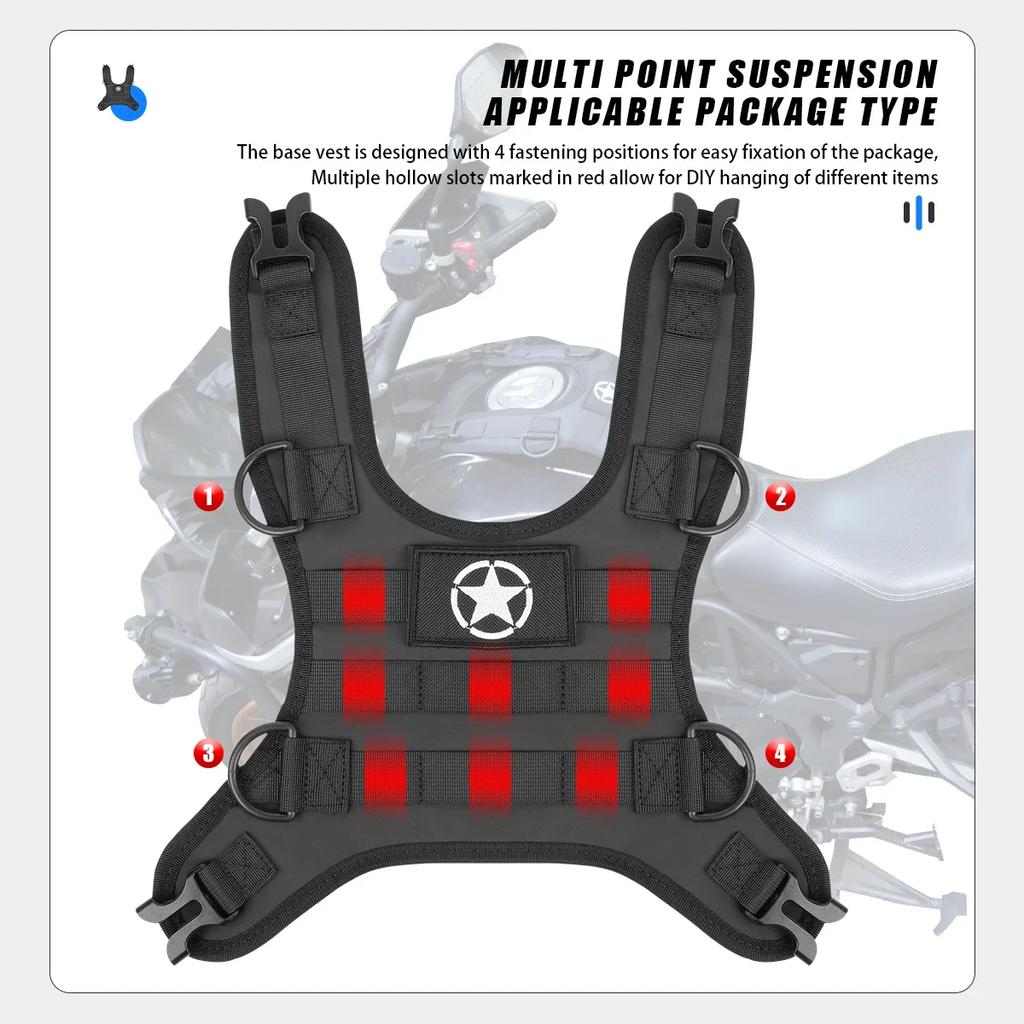 Motorcycle Fuel Tank Bag Base Vest Portable Motorbike Tank Bags Mounting Kit for Universal Off-road Motorcycle Fuel Tank Pack