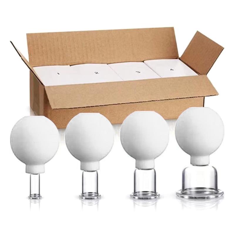 4 Stück Anti-Cellulite-Saugnapf Ventosa Silikon Ball Gläser Glas Vakuum Schröpfen Set Dosen Körper Gesicht Massagegerät Drop Shipping