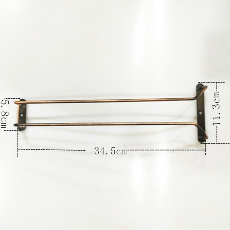 Iron Plating Bronze Wall Mount Stemware Hanging Wine Glass Rack Holder Shelf